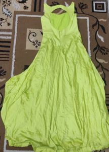 Parrot Green Satin Dress