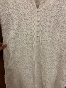 White Chikankari Kurti - Size S