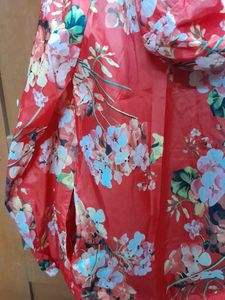Red Floral Printed Waterproof Jacket