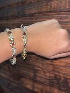 Elegant Red & Crystal Bangles with free product