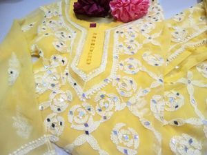 Yellow Embroidered Kurti