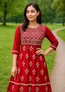 Elegant Red Embroidered Gown
