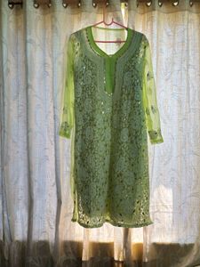 Lime Green Chikankari Kurti
