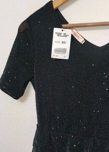 Trendy New Sparkly Tiered Black Dress