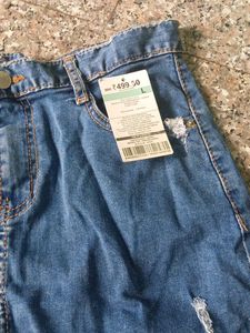 Distressed Denim Mini Skirt