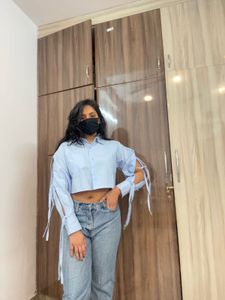 Stylish Light Blue Crop Top