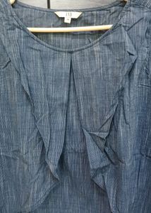 Chambray Cotton Fabric Formal Slvless Top