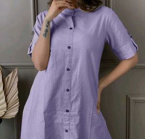 Lavender Cotton Kurti Set