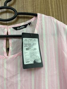 Pink And White Striped Shirt Blouse For Women
