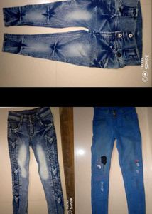 3 Combo Blue Embroidered Denim Jeans