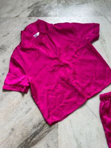 Hot Pink Silk Pajama Set