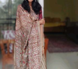 Gheecha Tussar Hand Painted Madhubani Saree