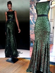 Emerald Sequins Gown By Badgley Mischka