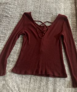 Burgundy Criss-Cross Back Top