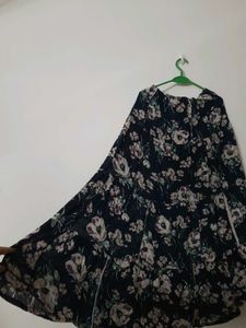 Summer Floral Print Blue Skirt For Top Kurti Wear
