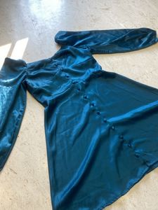 dark blue satin dress