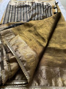 New Metallic Black Tissue Saree With Blouse Piece