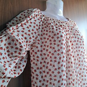 Rose Floral Printed Western Top