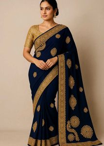 Elegant Navy Blue Saree
