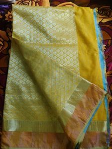 Yellow Banarasi Silk Saree