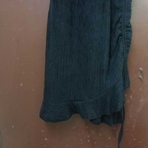 Gray Crinkle Wrap Tank Dress