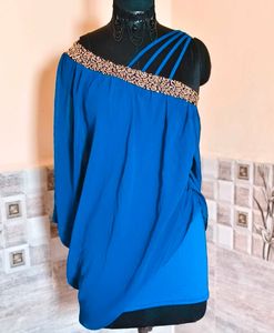 Blue One-Shoulder Party Dress