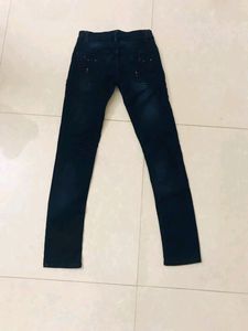 Dark Blue Lightly Washed Slim Fit Denim