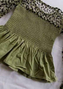 Leopard Smocked Peplum Top