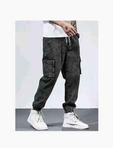Stylish Black Denim Cargo Joggers