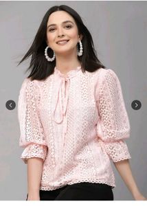 Peach tie-up Lace Top