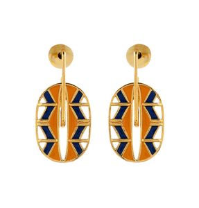 Oval Orange &amp; Blue Earrings