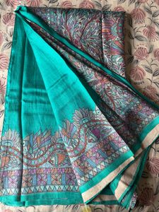 Pure silk madhubani printed saree
