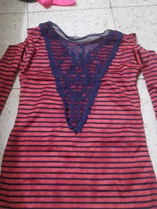 Striped Top With Cold Sleeve