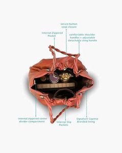 Caprese Orignal Orange Bucket Bag With Metal Accen