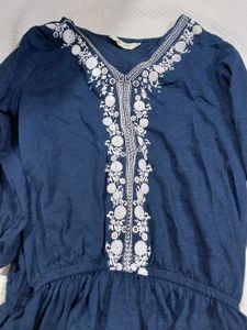 Blue Embroidered Top