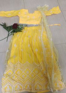 Yellow Embroidered Lehenga Choli Set