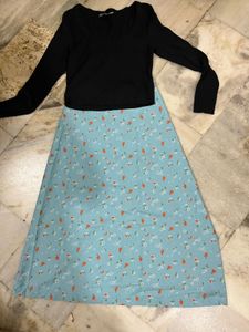Powder blue A line skirt