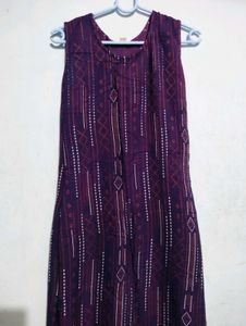 Purple Sleeveless Straight Kurti