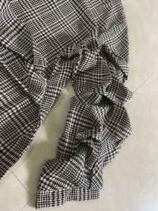 Plaid Ruffle Sleeve Top