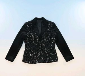 Elegant Black Sequin Blazer