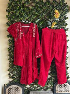 Red Color Indowestern Co-ord Set