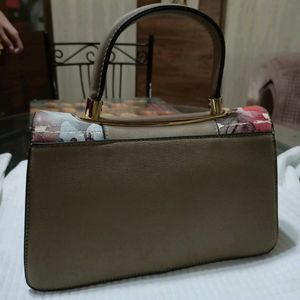 Beige Floral Handbag