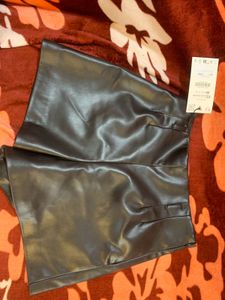 ZARA Faux Leather High-waist Shorts