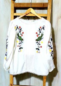 Offwhite Embroidery Work Top Size-36