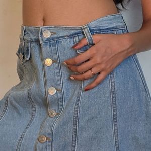 Denim Button-Down Skirt