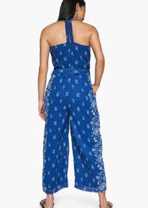 Blue Floral Print Jumpsuit