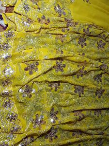 Sequined Yellow Saree