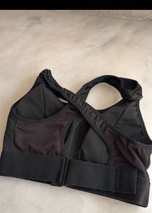 Black Zip Front Sports Bra