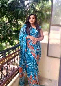 Blue Polka Dot Saree