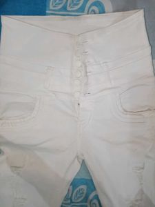 Y2k White High Waisted Ripped Jeans
